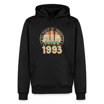 Février 1993. Cadeau d’anniversaire février 1993. - Sweat à capuche Premium bio Homme - noir - Devant - Nico (187cm)
