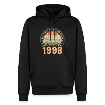 Février 1998. Cadeau d’anniversaire février 1998. - Sweat à capuche Premium bio Homme - noir - Devant - Nico (187cm)