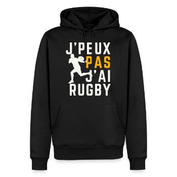 J'peux pas j'ai Rugby - Sweat à capuche Premium bio Homme - noir - Devant - Nico (187cm)