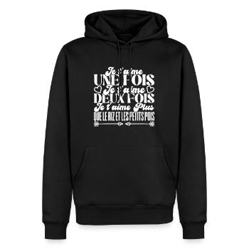 Ich liebe dich einmal, ich liebe dich zweimal - Männer Premium Bio Hoodie - Schwarz - Vorne - Nico (187cm)