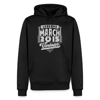 Cadeau Vintage Anniversaire mars 2015, mars 2015. - Sweat à capuche Premium bio Homme - noir - Devant - Nico (187cm)