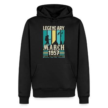 März 1957 Geburtstag, März 1957 Vintage-Geschenk. - Männer Premium Bio Hoodie - Schwarz - Vorne - Nico (187cm)