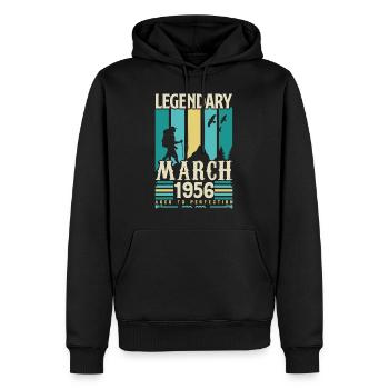 Anniversaire Mars 1956,cadeau Vintage mars 1956. - Sweat à capuche Premium bio Homme - noir - Devant - Nico (187cm)