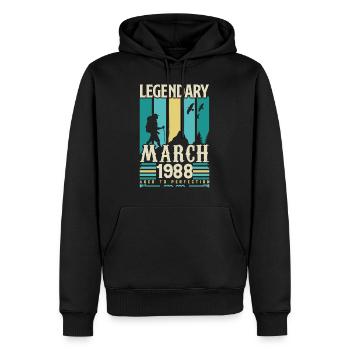 Anniversaire Mars 1988,cadeau Vintage mars 1988. - Sweat à capuche Premium bio Homme - noir - Devant - Nico (187cm)