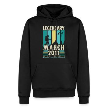 Anniversaire Mars 2011,cadeau Vintage mars 2011. - Sweat à capuche Premium bio Homme - noir - Devant - Nico (187cm)