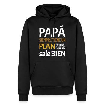 Papa a toujours un plan - Sweat à capuche Premium bio Homme - noir - Devant - Nico (187cm)