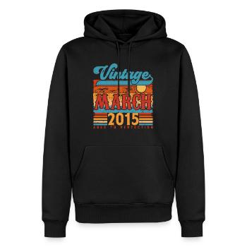 Mars 2015, Cadeau Anniversaire Vintage Mars 2015. - Sweat à capuche Premium bio Homme - noir - Devant - Nico (187cm)