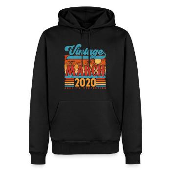 Mars 2020, Cadeau Anniversaire Vintage Mars 2020. - Sweat à capuche Premium bio Homme - noir - Devant - Nico (187cm)