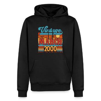 March 2000, March 2000 Vintage Anniversary Gift. - Men’s Premium Organic Hoodie - black - Front - Nico (187cm)
