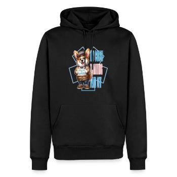 Corgi Opa Weisheit, freudige Beförderungsfeier - Männer Premium Bio Hoodie - Schwarz - Vorne - Nico (187cm)