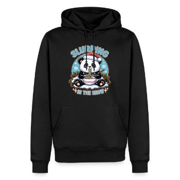 Slurping in the Snow, Cozy Panda Noodle Delight - Men’s Premium Organic Hoodie - black - Front - Nico (187cm)