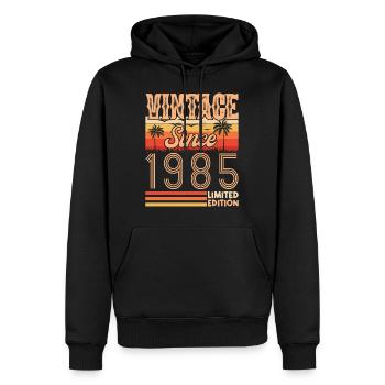 anniversaire 1985. Vintage né en 1985 anniversaire - Sweat à capuche Premium bio Homme - noir - Devant - Nico (187cm)
