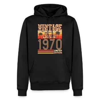 Jubiläum 1970. Jahrgang Jahrgang 1970 Jubiläum - Männer Premium Bio Hoodie - Schwarz - Vorne - Nico (187cm)