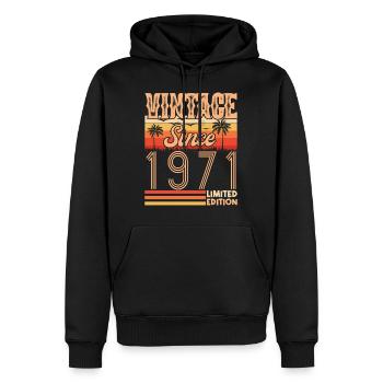 anniversaire 1971. Vintage né en 1971 anniversaire - Sweat à capuche Premium bio Homme - noir - Devant - Nico (187cm)