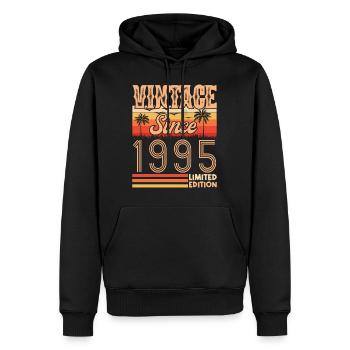 anniversaire 1995. Vintage né en 1995 anniversaire - Sweat à capuche Premium bio Homme - noir - Devant - Nico (187cm)