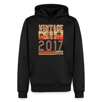 anniversaire 2017. Vintage né en 2017 anniversaire - Sweat à capuche Premium bio Homme - noir - Devant - Nico (187cm)