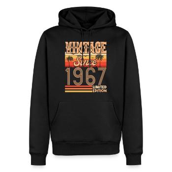 anniversaire 1967. Vintage né en 1967 anniversaire - Sweat à capuche Premium bio Homme - noir - Devant - Nico (187cm)