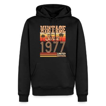 anniversaire 1977. Vintage né en 1977 anniversaire - Sweat à capuche Premium bio Homme - noir - Devant - Nico (187cm)