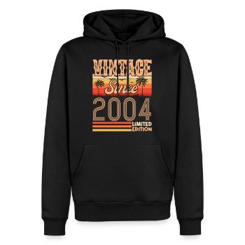 anniversaire 2004. Vintage né en 2004 anniversaire - Sweat à capuche Premium bio Homme - noir - Devant - Nico (187cm)