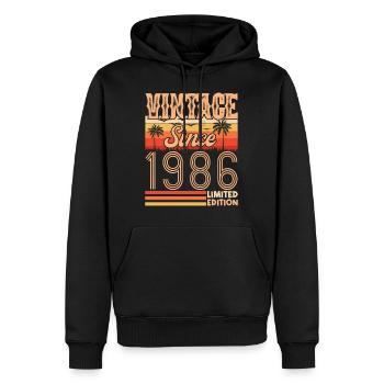 1986. Jahrgang Jahrgang 1986 Geburtstag - Männer Premium Bio Hoodie - Schwarz - Vorne - Nico (187cm)
