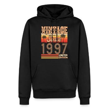 Jubiläum 1997. Jahrgang Jahrgang 1997 Geburtstag - Männer Premium Bio Hoodie - Schwarz - Vorne - Nico (187cm)