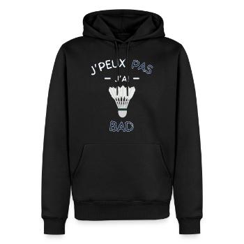 J peuX pas j ai badminton - Sweat à capuche Premium bio Homme - noir - Devant - Nico (187cm)