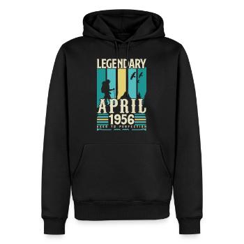 cadeau Anniversaire Avril 1956, Vintage avril 1956 - Sweat à capuche Premium bio Homme - noir - Devant - Nico (187cm)