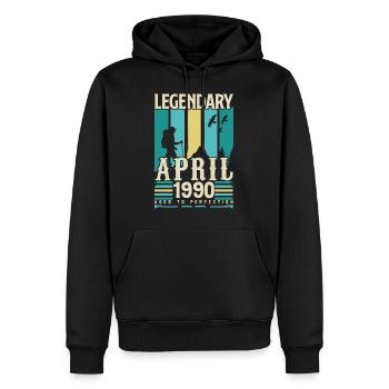 cadeau Anniversaire Avril 1990, Vintage avril 1990 - Sweat à capuche Premium bio Homme - noir - Devant - Nico (187cm)