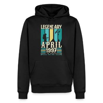 cadeau Anniversaire Avril 1997, Vintage avril 1997 - Sweat à capuche Premium bio Homme - noir - Devant - Nico (187cm)