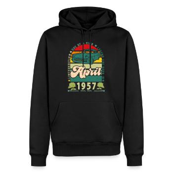 April 1957, April 1957, April 1957. - Männer Premium Bio Hoodie - Schwarz - Vorne - Nico (187cm)