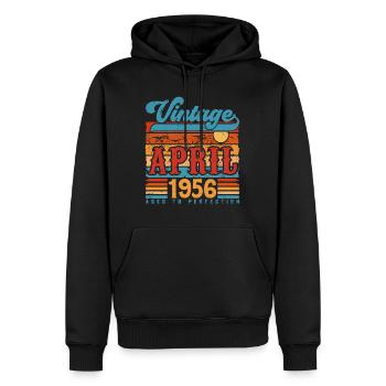 avril 1956, Cadeau Anniversaire Vintage avril 1956 - Sweat à capuche Premium bio Homme - noir - Devant - Nico (187cm)