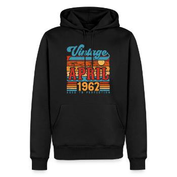 April 1962, April 1962 Vintage Jubiläumsgeschenk - Männer Premium Bio Hoodie - Schwarz - Vorne - Nico (187cm)