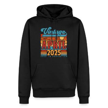 April 2025, Vintage Geburtstagsgeschenk April 2025 - Männer Premium Bio Hoodie - Schwarz - Vorne - Nico (187cm)