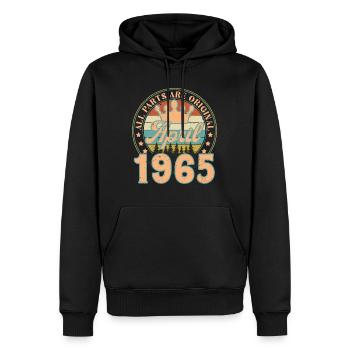 Avril 1965. Cadeau d’anniversaire avril 1965 April - Sweat à capuche Premium bio Homme - noir - Devant - Nico (187cm)