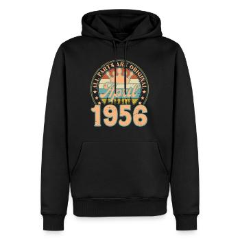 Avril 1956. Cadeau d’anniversaire avril 1956 April - Sweat à capuche Premium bio Homme - noir - Devant - Nico (187cm)