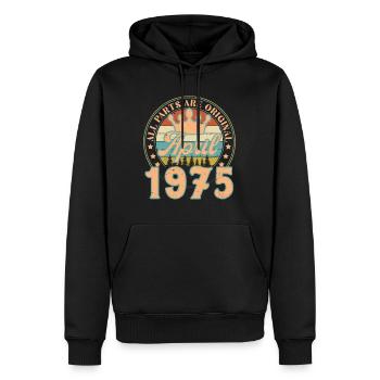 April 1975. April 1975 Geburtstagsgeschenk April - Männer Premium Bio Hoodie - Schwarz - Vorne - Nico (187cm)