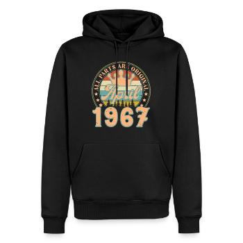 Avril 1967. Cadeau d’anniversaire avril 1967 April - Sweat à capuche Premium bio Homme - noir - Devant - Nico (187cm)