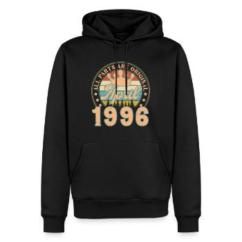 Avril 1996. Cadeau d’anniversaire avril 1996 April - Sweat à capuche Premium bio Homme - noir - Devant - Nico (187cm)