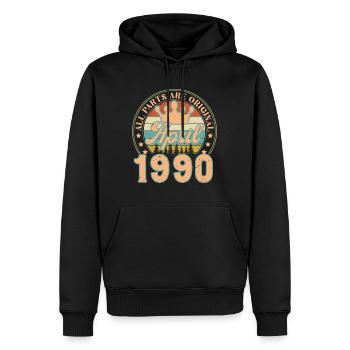 Avril 1990. Cadeau d’anniversaire avril 1990 April - Sweat à capuche Premium bio Homme - noir - Devant - Nico (187cm)