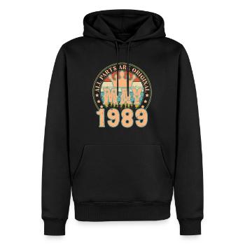 May 1989. May 1989 Birthday Gift. May 1989 - Men’s Premium Organic Hoodie - black - Front - Nico (187cm)