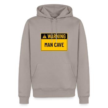 Avertissement : Man Cave - Sweat à capuche Premium bio Homme - taupe - Devant - Nico (187cm)