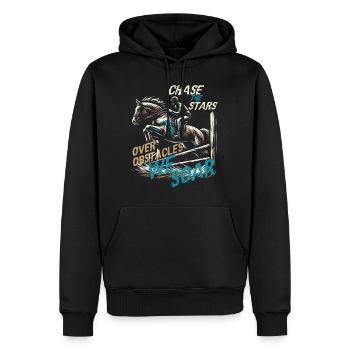 JAGEN SIE DIE STERNE ÜBER HINDERNISSE WIR SCHWEBEN, REITER - Männer Premium Bio Hoodie - Schwarz - Vorne - Nico (187cm)