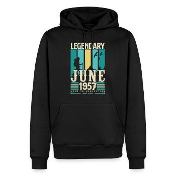 Juni 1957 Geburtstagsgeschenk, Jahrgang Juni 1957. - Männer Premium Bio Hoodie - Schwarz - Vorne - Nico (187cm)