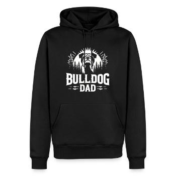 BULLDOG DAD, BULLDOG GUARDIAN : SENTINELLE DE LA FORÊT - Sweat à capuche Premium bio Homme - noir - Devant - Nico (187cm)