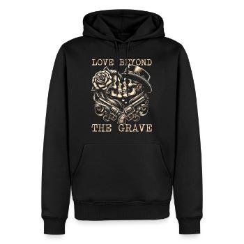 EWIGE LIEBE: LIEBE JENSEITS DES GRABES SCHÄDELKUNST - Männer Premium Bio Hoodie - Schwarz - Vorne - Nico (187cm)
