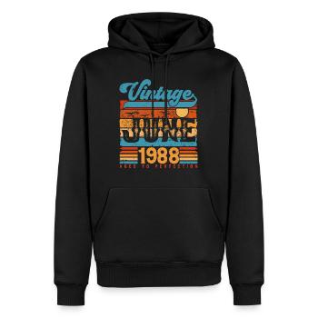 Juni 1988, Vintage Jubiläumsgeschenk Juni 1988. - Männer Premium Bio Hoodie - Schwarz - Vorne - Nico (187cm)