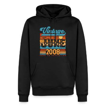 Juni 2008, Vintage-Geburtstagsgeschenk Juni 2008. - Männer Premium Bio Hoodie - Schwarz - Vorne - Nico (187cm)