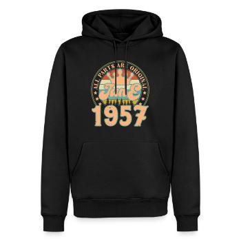 Juni 1957. Juni 1957 Geburtstagsgeschenk. Juni - Männer Premium Bio Hoodie - Schwarz - Vorne - Nico (187cm)