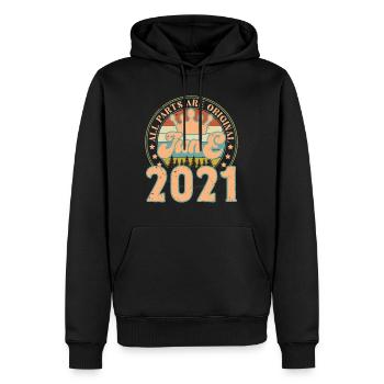 Juni 2021. Geburtstagsgeschenk im Juni 2021. Juni - Männer Premium Bio Hoodie - Schwarz - Vorne - Nico (187cm)