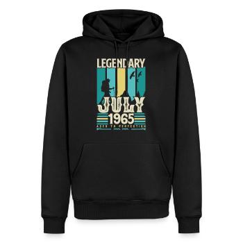 cadeau Anniversaire Juillet 1965, Vintage juillet. - Sweat à capuche Premium bio Homme - noir - Devant - Nico (187cm)